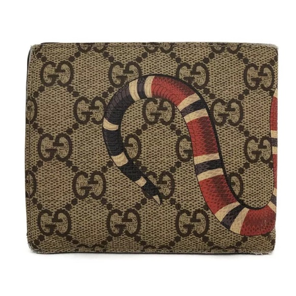 GUCCI Kingsnake GG Supreme PVC Bifold Wallet - Picture 2 of 8